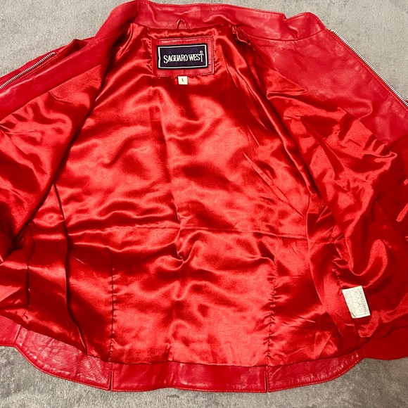 Saguaro West red leather short sleeved jacket - Picture 2 of 4